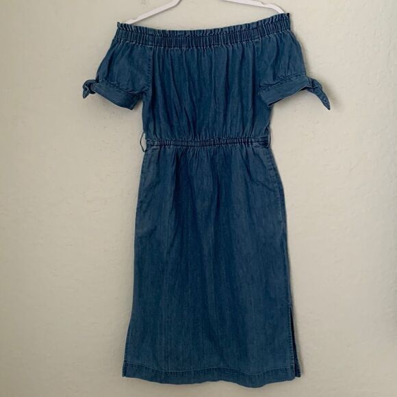 J.Crew Cotton Off Shoulder Elastic Waist Midi Summer Dress Size 2 - Picture 2 of 10
